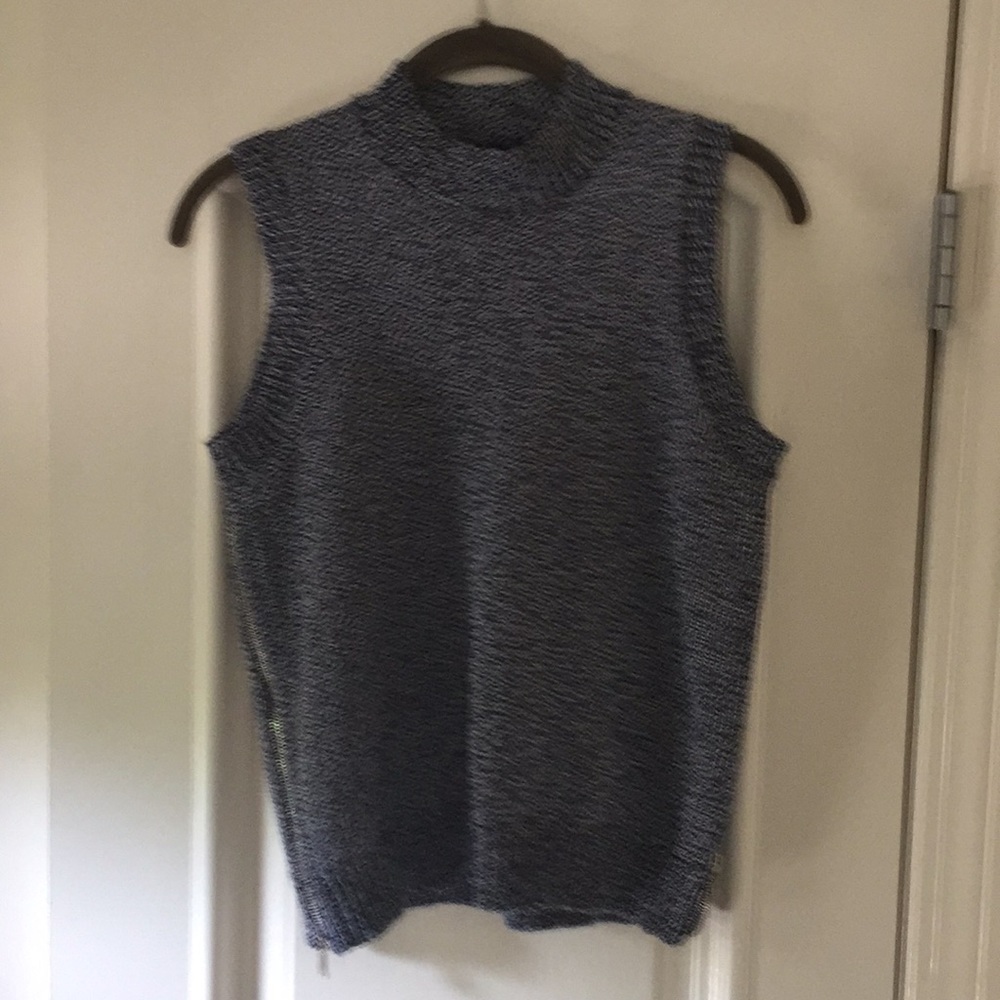 🎉Host Pick✨🎉 Theory Mock Neck Knit Sleeveless Sweater with Side Zippers SZ SM